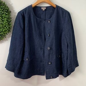 J.JILL . 100% Linen Button Front Jacket . L